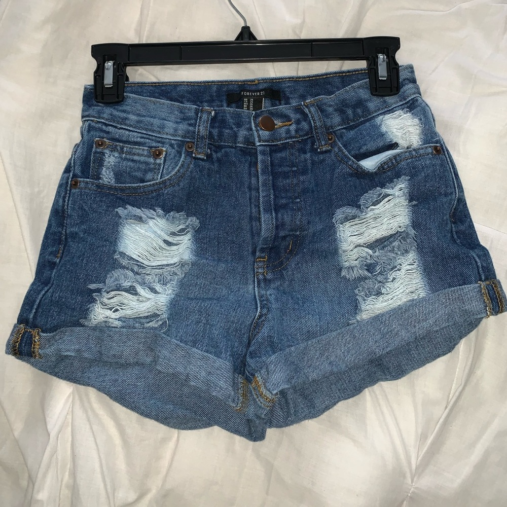 mid waist denim shorts